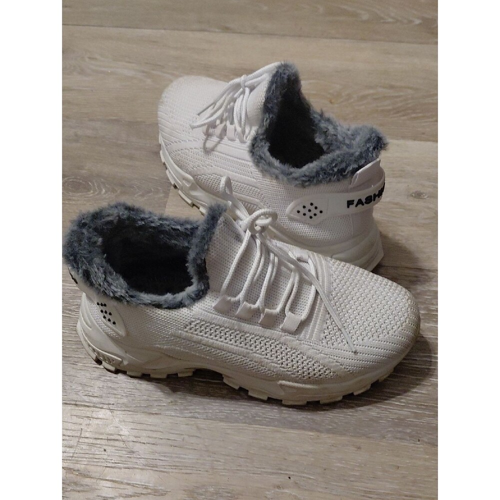 White Faux-Fur Lined Women’s Sneakers